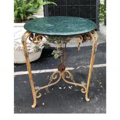 Vintage Iron Tole Marble Top Grape Vine Garden Table - 2019799