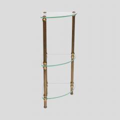 Vintage Italian 3 tier glass and brass quarter shape side table - 4706885