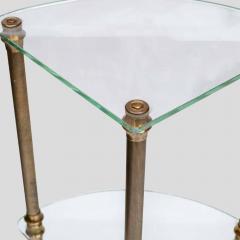 Vintage Italian 3 tier glass and brass quarter shape side table - 4706886