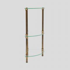 Vintage Italian 3 tier glass and brass quarter shape side table - 4706887