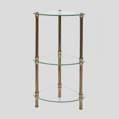 Vintage Italian 3 tier glass and brass quarter shape side table - 4706889