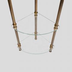 Vintage Italian 3 tier glass and brass quarter shape side table - 4706890