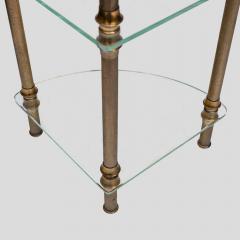 Vintage Italian 3 tier glass and brass quarter shape side table - 4706891