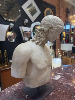 Vintage Italian Apollo Del Tevere Plaster Half Bust Sculpture 1970s - 4291916