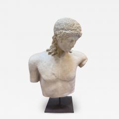 Vintage Italian Apollo Del Tevere Plaster Half Bust Sculpture 1970s - 4297044