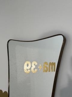 Vintage Italian Brass Frame Wave Wall Mirror 1960s - 3614495