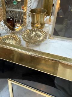 Vintage Italian Brass and Black Glass Picture Frame - 4714915