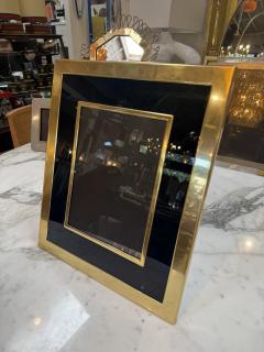 Vintage Italian Brass and Black Glass Picture Frame - 4714917