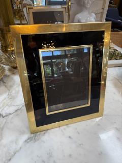 Vintage Italian Brass and Black Glass Picture Frame - 4714918