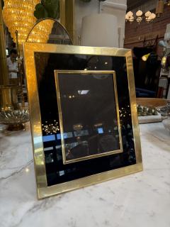 Vintage Italian Brass and Black Glass Picture Frame - 4714919