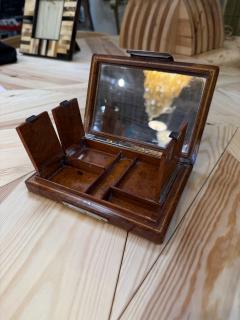 Vintage Italian Burlwood Travel Vanity Box with Mirror - 4780657