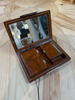 Vintage Italian Burlwood Travel Vanity Box with Mirror - 4780658