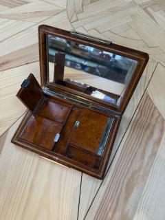 Vintage Italian Burlwood Travel Vanity Box with Mirror - 4780659