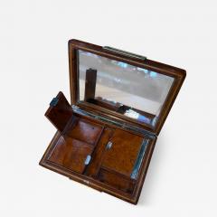 Vintage Italian Burlwood Travel Vanity Box with Mirror - 4789993