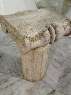 Vintage Italian Carved Travertine Column Pedestal 1950s - 4314454