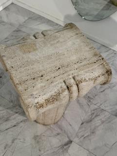 Vintage Italian Carved Travertine Column Pedestal 1950s - 4314455