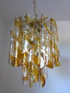 Vintage Italian Chandelier with Clear Amber Glass by Mazzega - 2930272