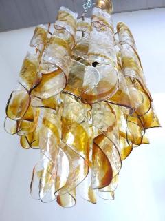 Vintage Italian Chandelier with Clear Amber Glass by Mazzega - 2930273