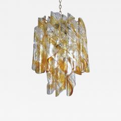 Vintage Italian Chandelier with Clear Amber Glass by Mazzega - 2930719