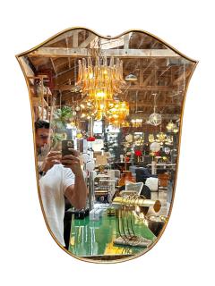 Vintage Italian Curvilinear Brass Wall Mirror 1980s - 3307746