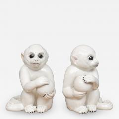 Vintage Italian Glazed Ceramic Monkeys - 3854955