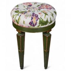 Vintage Italian Green Painted Scalamandre Botanical Footstool Stool - 4215888