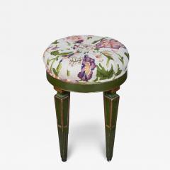 Vintage Italian Green Painted Scalamandre Botanical Footstool Stool - 4217319