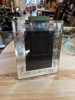 Vintage Italian Hand Etched Glass Picture Frame with Floral Motif 1970s - 4695610