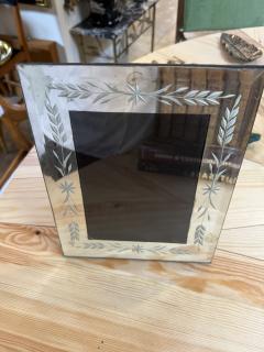 Vintage Italian Hand Etched Glass Picture Frame with Floral Motif 1970s - 4695612