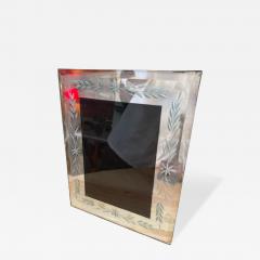 Vintage Italian Hand Etched Glass Picture Frame with Floral Motif 1970s - 4697947