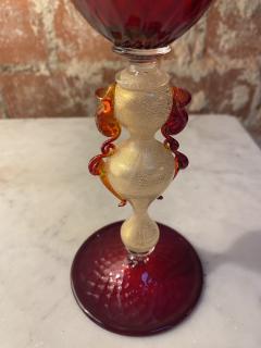 Vintage Italian Handcrafted Chalice in Blown Murano Red Glass - 2334975