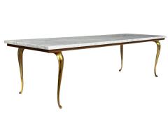 Vintage Italian Hollywood Regency Long Rectangular Marble Brass Coffee Table - 4264941