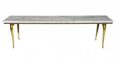 Vintage Italian Hollywood Regency Long Rectangular Marble Brass Coffee Table - 4264953