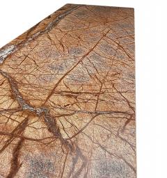 Vintage Italian Hollywood Regency Rectangular Brown Marble Brass Coffee Table - 4333798