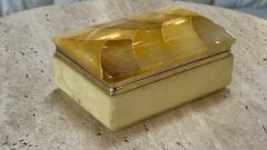 Vintage Italian Honey Marble and Brass Decorative Box - 4706528