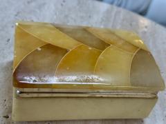 Vintage Italian Honey Marble and Brass Decorative Box - 4706530