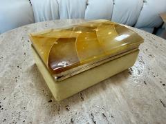 Vintage Italian Honey Marble and Brass Decorative Box - 4706531