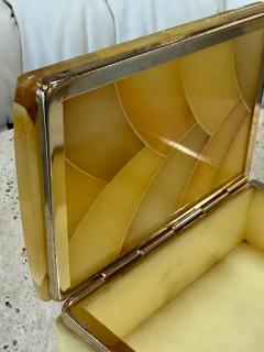 Vintage Italian Honey Marble and Brass Decorative Box - 4706534