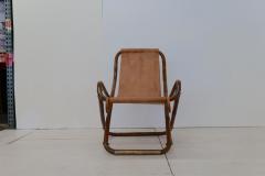 Vintage Italian Leather and Wood Rocking Chair 1960s - 3145691