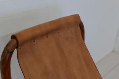 Vintage Italian Leather and Wood Rocking Chair 1960s - 3145692