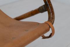 Vintage Italian Leather and Wood Rocking Chair 1960s - 3145694