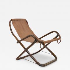 Vintage Italian Leather and Wood Rocking Chair 1960s - 3149910