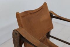 Vintage Italian Leather and Wood Safari Chair 1970s - 3145703