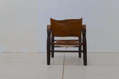 Vintage Italian Leather and Wood Safari Chair 1970s - 3145709