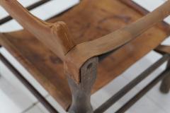 Vintage Italian Leather and Wood Safari Chair 1970s - 3145710