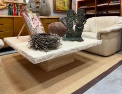Vintage Italian Live Edge Travertine Stone Coffee Table Post modern - 3532630