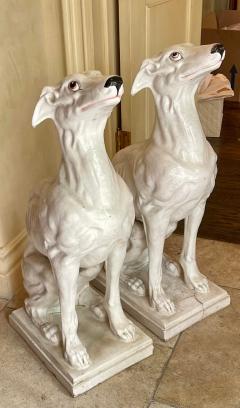 Vintage Italian Majolica Pottery Whippet Dog Sculptures a Pair - 2839143