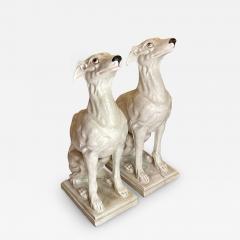 Vintage Italian Majolica Pottery Whippet Dog Sculptures a Pair - 2841038