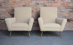 Vintage Italian Modernist Lounge Chairs in Brass and Tawny Boucl  - 3813251