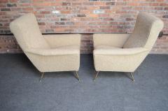 Vintage Italian Modernist Lounge Chairs in Brass and Tawny Boucl  - 3813252